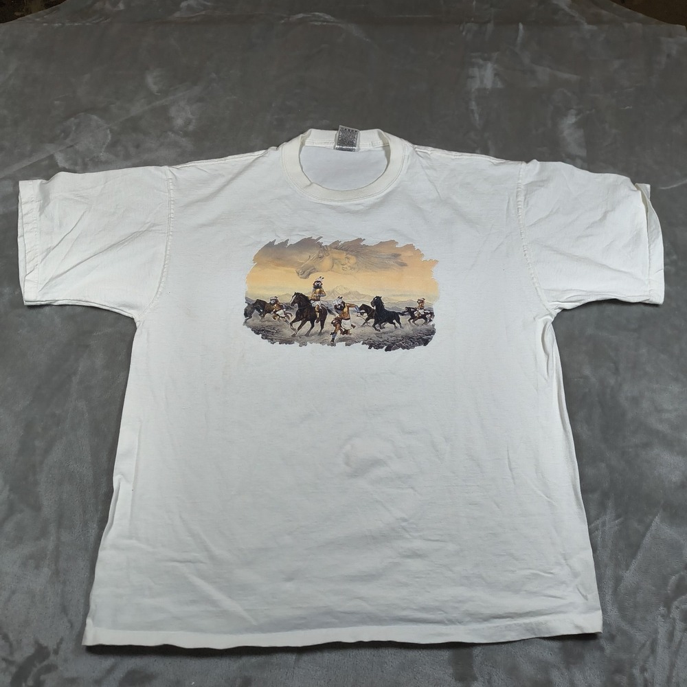 Vintage Kachina Doll Horse Shirt Mens XL Native American Southwest John Steele